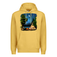 Antique Gold Night Glamping Camp With Wine Premium Hoodie - BundleAndBundleShop