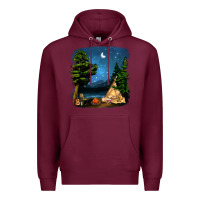 Burgundy Night Glamping Camp With Wine Premium Hoodie - BundleAndBundleShop