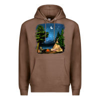 Chestnut Night Glamping Camp With Wine Premium Hoodie - BundleAndBundleShop