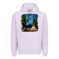 Lilac Night Glamping Camp With Wine Premium Hoodie - BundleAndBundleShop