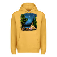 Mustard Night Glamping Camp With Wine Premium Hoodie - BundleAndBundleShop