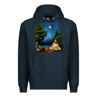 Navy Night Glamping Camp With Wine Premium Hoodie - BundleAndBundleShop