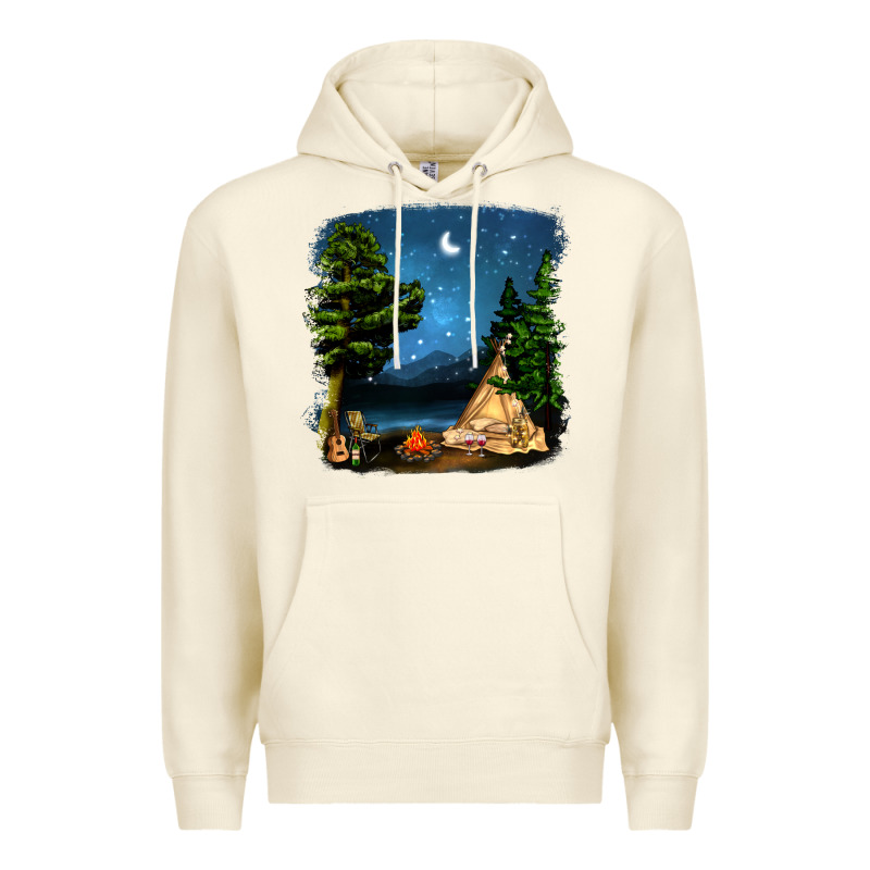 Night Glamping Camp With Wine Premium Hoodie by BundleAndBundleShop | Teevron