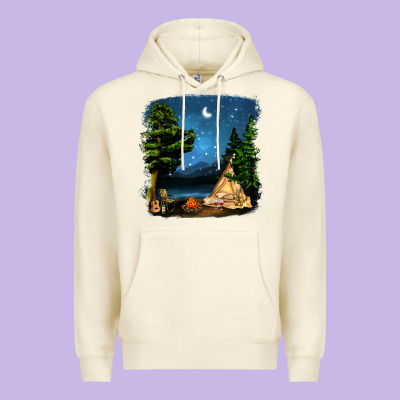 Night Glamping Camp With Wine Premium Hoodie Designed By Bundleandbundleshop