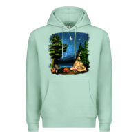 Seafoam Night Glamping Camp With Wine Premium Hoodie - BundleAndBundleShop