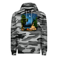 Slate Camo Night Glamping Camp With Wine Premium Hoodie - BundleAndBundleShop