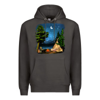 Smoke Night Glamping Camp With Wine Premium Hoodie - BundleAndBundleShop