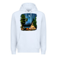 White Night Glamping Camp With Wine Premium Hoodie - BundleAndBundleShop