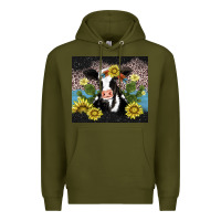 Army Green cow cactus and sunflower Premium Hoodie - AdoDesignShop