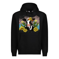 Black cow cactus and sunflower Premium Hoodie - AdoDesignShop