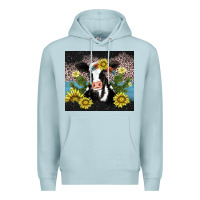 Blue Mist cow cactus and sunflower Premium Hoodie - AdoDesignShop