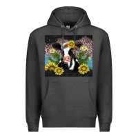 Charcoal Heather cow cactus and sunflower Premium Hoodie - AdoDesignShop