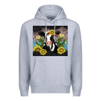 Heather Grey cow cactus and sunflower Premium Hoodie - AdoDesignShop