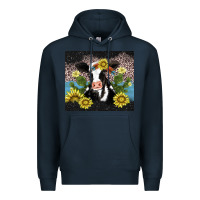 Navy cow cactus and sunflower Premium Hoodie - AdoDesignShop