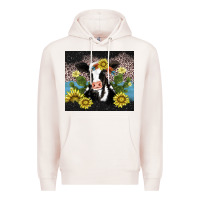 Pale Pink cow cactus and sunflower Premium Hoodie - AdoDesignShop