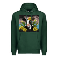Sports Green cow cactus and sunflower Premium Hoodie - AdoDesignShop