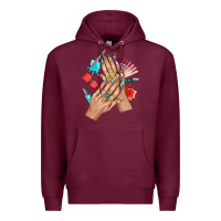 Burgundy Western Nail Art With Nail Material Bbs Premium Hoodie - BundleAndBundleShop