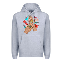 Heather Grey Western Nail Art With Nail Material Bbs Premium Hoodie - BundleAndBundleShop