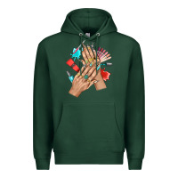 Sports Green Western Nail Art With Nail Material Bbs Premium Hoodie - BundleAndBundleShop