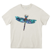 Cream Blue Dragonfly Heavy Core Tee - LillyAllenDesigns