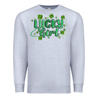 Heather Grey lucky girl Premium Sweatshirt - MaliasSmallBusiness