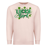 Pale Pink lucky girl Premium Sweatshirt - MaliasSmallBusiness