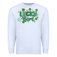 White lucky girl Premium Sweatshirt - MaliasSmallBusiness