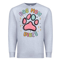 Heather Grey dog mom vibes Premium Sweatshirt - MaliasSmallBusiness
