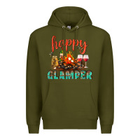 Army Green Happy Glamper Camp Premium Hoodie - BundleAndBundleShop