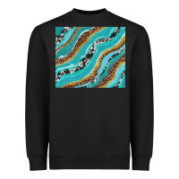 Black turquoise brushstrokes with leopard and cowhide Heavyweight Sweatshirt - RanaPortraitStore
