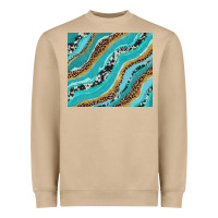 Mushroom turquoise brushstrokes with leopard and cowhide Heavyweight Sweatshirt - RanaPortraitStore