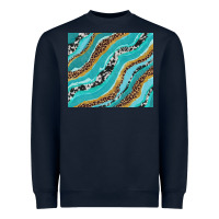 Navy turquoise brushstrokes with leopard and cowhide Heavyweight Sweatshirt - RanaPortraitStore