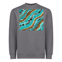 Storm turquoise brushstrokes with leopard and cowhide Heavyweight Sweatshirt - RanaPortraitStore