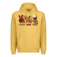 Antique Gold Peace Love Wine Premium Hoodie - BundleAndBundleShop
