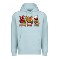Blue Mist Peace Love Wine Premium Hoodie - BundleAndBundleShop