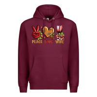 Burgundy Peace Love Wine Premium Hoodie - BundleAndBundleShop