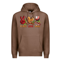 Chestnut Peace Love Wine Premium Hoodie - BundleAndBundleShop