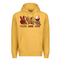 Mustard Peace Love Wine Premium Hoodie - BundleAndBundleShop