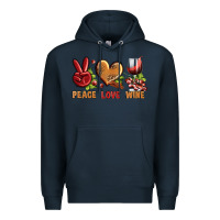 Navy Peace Love Wine Premium Hoodie - BundleAndBundleShop