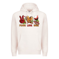 Pale Pink Peace Love Wine Premium Hoodie - BundleAndBundleShop
