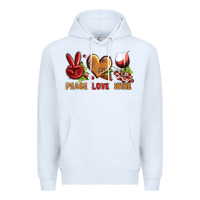 White Peace Love Wine Premium Hoodie - BundleAndBundleShop