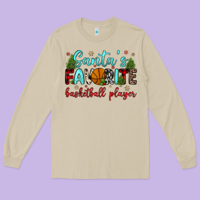 Santa S Favorite Basketball Player Long Sleeve Tee Designed By Jahusdesignshop