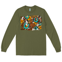 Army Green western cowhide horseshoe sunflower background Long Sleeve Tee - AdoDesignShop
