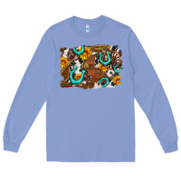 Colony Blue western cowhide horseshoe sunflower background Long Sleeve Tee - AdoDesignShop