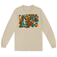 Mushroom western cowhide horseshoe sunflower background Long Sleeve Tee - AdoDesignShop