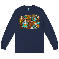Navy western cowhide horseshoe sunflower background Long Sleeve Tee - AdoDesignShop