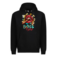 Black Western Boss Babe Cigar Lip Premium Hoodie - BundleAndBundleShop