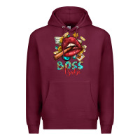 Burgundy Western Boss Babe Cigar Lip Premium Hoodie - BundleAndBundleShop