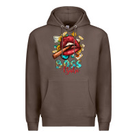 Coffee Western Boss Babe Cigar Lip Premium Hoodie - BundleAndBundleShop