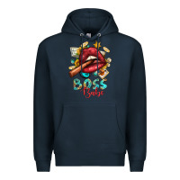 Navy Western Boss Babe Cigar Lip Premium Hoodie - BundleAndBundleShop